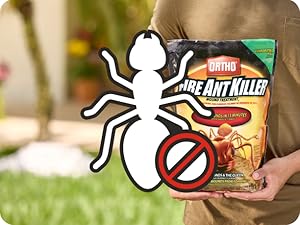 Fire ant illustration with red x over it.