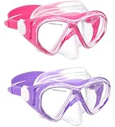 ACQCES Kids Swim Goggles Snorkel Diving Mask for Boys Girls Ages 5-15, Two-Color Anti-Fog Swimmin...