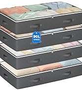 Budding Joy 90L Under Bed Storage Containers, Closet Organizers and Storage Bins, Foldable Underb...
