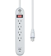 OSKOS 4-Outlet Surge Protector with 4-ft Power Cord, 500 Joules, 15A/1800W, Wall-Mountable, UL Li...