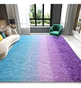 Zedrew Purple Blue Area Rugs 4x6 Feet Rug for Bedroom Living Room, Cute Indoor Gradient Carpets, ...
