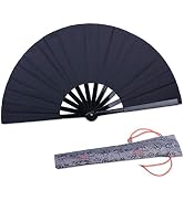 HONSHEN Folding Fan 11.8inch Black-Small Hand Fan Chinese Kung Fu Tai Chi Hand Held Folding Fans ...