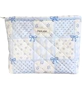 STARDW Cute Cotton Quilted Makeup Bag Cosmetic Bags for Women and Girls,Travel Toiletry Bag Flora...
