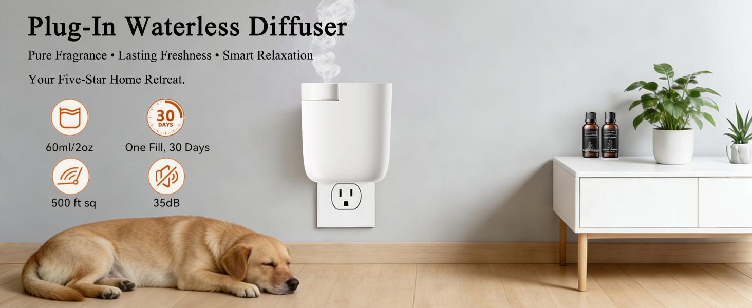 Waterless Diffuser for Essential Oil, Plug in Wall Scent Diffuser for Home