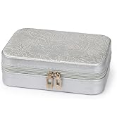 RQQM Travel Jewelry Box, Portable jewelry organizer with Embossed PU Leather Small Jewelry Box wi...