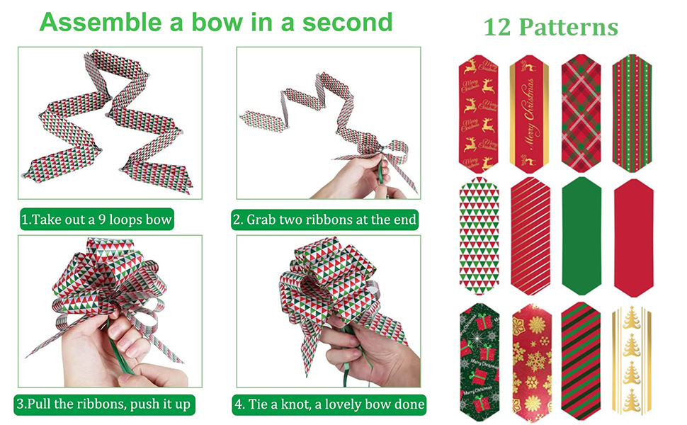 Xmas pull bows with tags