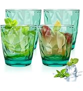 Topsky 10 oz Plastic Water Tumblers | Set of 4 Transparent Unbreakable Drinking Glasses Clear Acr...