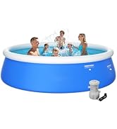 Sunrio 2025 Upgrade 12'*33" Round Inflatable Top Ring Above Ground Swimming Pool Fast Easy to Set...