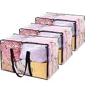 Vieshful 3 Pack Clear Storage Bags 110L Over-Sized Clothes Bags with Double Zippers Sturdy Handle...