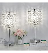 Boncoo Crystal Table Lamp Set of 2 Touch Control, Crystal Lamps with USB Ports Elegant Shade Beds...
