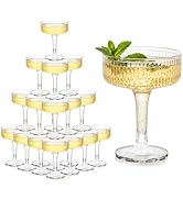 Houmury 20 Pcs 7oz Plastic Champagne Glasses Unbreakable Plastic Martini Glasses Flutes Reusable ...