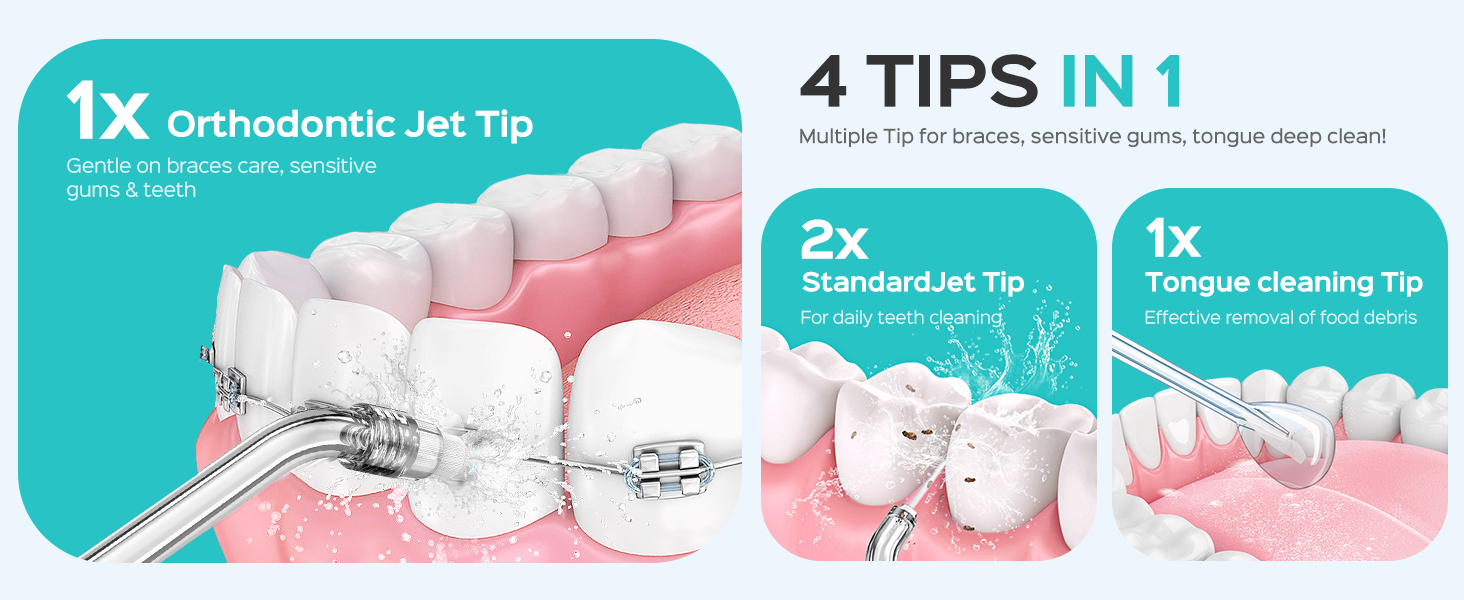 COSLUS Mini Water Flosser for Travel: Portable Compact Design, Cordless Oral Irrigator for Braces