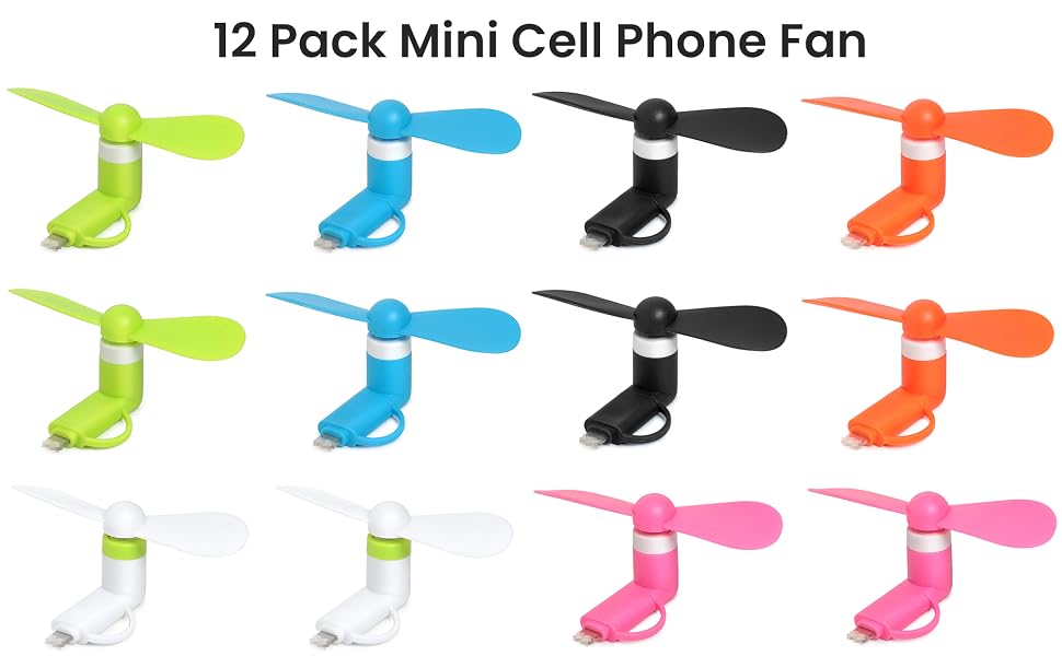 Mini Cell Phone Fan 12 Pack