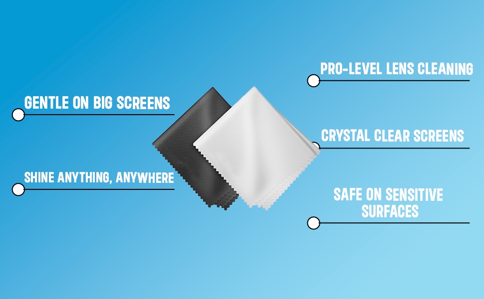 Microfiber cloths for streak-free, scratch-free cleaning of binoculars and optics, microfiber