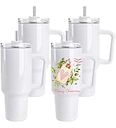 D·S 4 Pack Sublimation Tumblers 40 OZ with Handle Blank Insulated Large Tumbler Bulk, Coffee Trav...