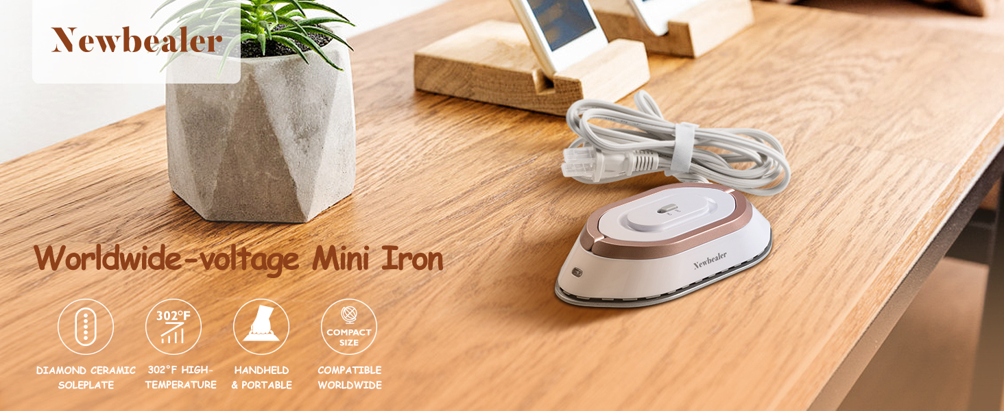 Dual-voltage Mini Iron Portable Ceramic panel Dry Wet Ironing travel iron 220v dry clothes