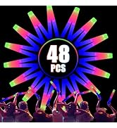 48 pcs LED Foam Glow Sticks, Glow Sticks Bulk Light Up Party Favors for Kids 4-8 8-12 Glow in the...