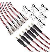 Ruibapa 6PCS 5.5 x 2.1 mm DC Power Connector Jack Socket Threaded Female Adapter with Dust Cap fo...