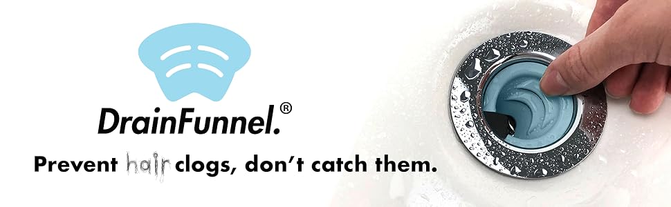 DrainFunnel. Prevent hair Clogs, don't catch them. Bathtub drainfunnel for clog prevention.