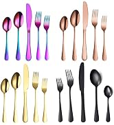 A · HOUSEWARE 240 Piece Silverware Set for 48 People Stainless Steel Flatware Cutlery Set Wide Ro...