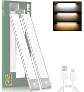Under Cabinet Lights with 3 Color Temperature, 2 Pack Dimmable Rechargeable Battery Operated Ligh...