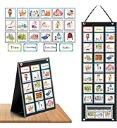 REGELETO Large Black Visual Schedule Chart for Kids Chore with 92 Pcs Cards, Desktop Visual Behav...