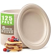 Gezond Compostable Small Paper Plates 6 Inch 125 Pack Dessert Plates Disposable Heavy-duty Made o...