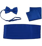Salutto Cummerbund Bow Tie Pocket Square Handkerchief Set Formal Solid Color