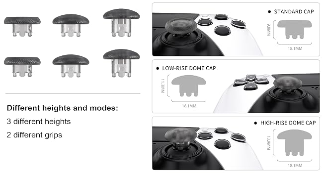 eXtremeRate Replacement Swappable Thumbsticks for PS5 Edge Controller Analog Stick Joystick Caps