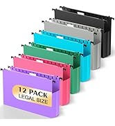 Extra Capacity Legal Size Hanging File Folders,12 Pack Reinforced Plastic Hanging Folder, Heavy D...