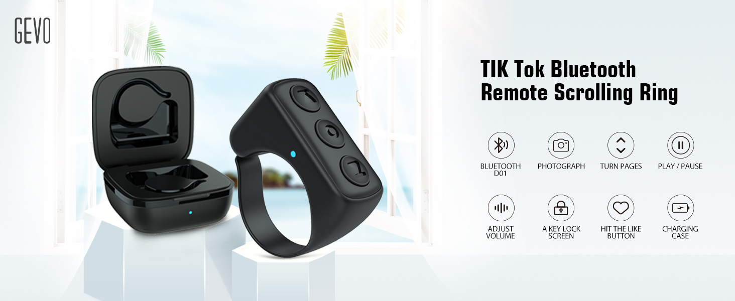 Bluetooth Remote Control Page Turner Ipad Cell Phone Camera Shutter Selfie Button Bluetooth Ring