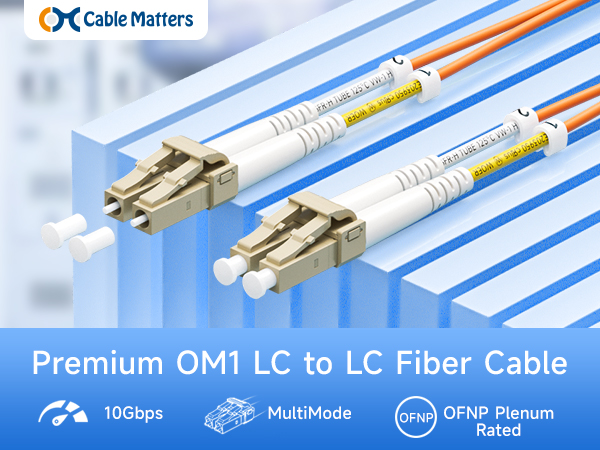 Cable Matters OM3 LC to LC fiber patch cable for 10G SFP+ network connections in data centers
