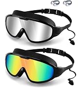 WIN.MAX Swimming Goggles 2 Pack Anti Fog Anti UV Clear View for Men Women Boys Girls,Swim Goggles...