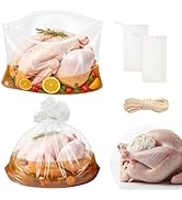 HUAKENER Turkey Brining Bags Kit, 26"×22" Double Zipper Seal Thickened Brine Bags, with Cotton Ro...