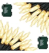 Lomotech Battery Christmas Lights - 2 Pack Total 33ft 100LEDs,Warm White | Mini String Lights 8 M...