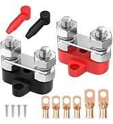 Joinfworld Bus Bar 12V 250A Power Distribution Block Dual 3/8" Studs Marine Battery Bus Bar Junct...