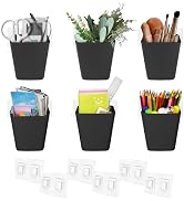 LIGHT DUST Wall Caddy Pen Holders, 6 Pack Black Large Pencil Cups Organizer for Marker/Remote/Cra...