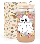 GSPY Halloween Ghost Iced Coffee Cups - 16 oz Tumbler with Lid and Straw - Halloween Gifts for Wo...
