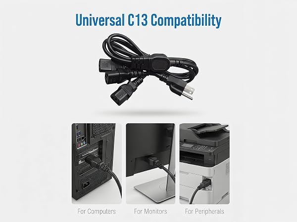 NEMA 5-15P to IEC320 4X C13 Y-Power Cable