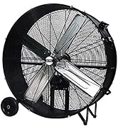 K Tool International 77742 42” Belt Drive Drum Fan with 8” Wheels, High-velocity, 2-Speed, Cut-of...
