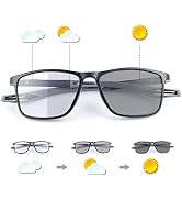 MIRYEA Progressive Photochromic Multifocus Reading Sunglasses Spring Hinge Blue Light Blocking Gl...