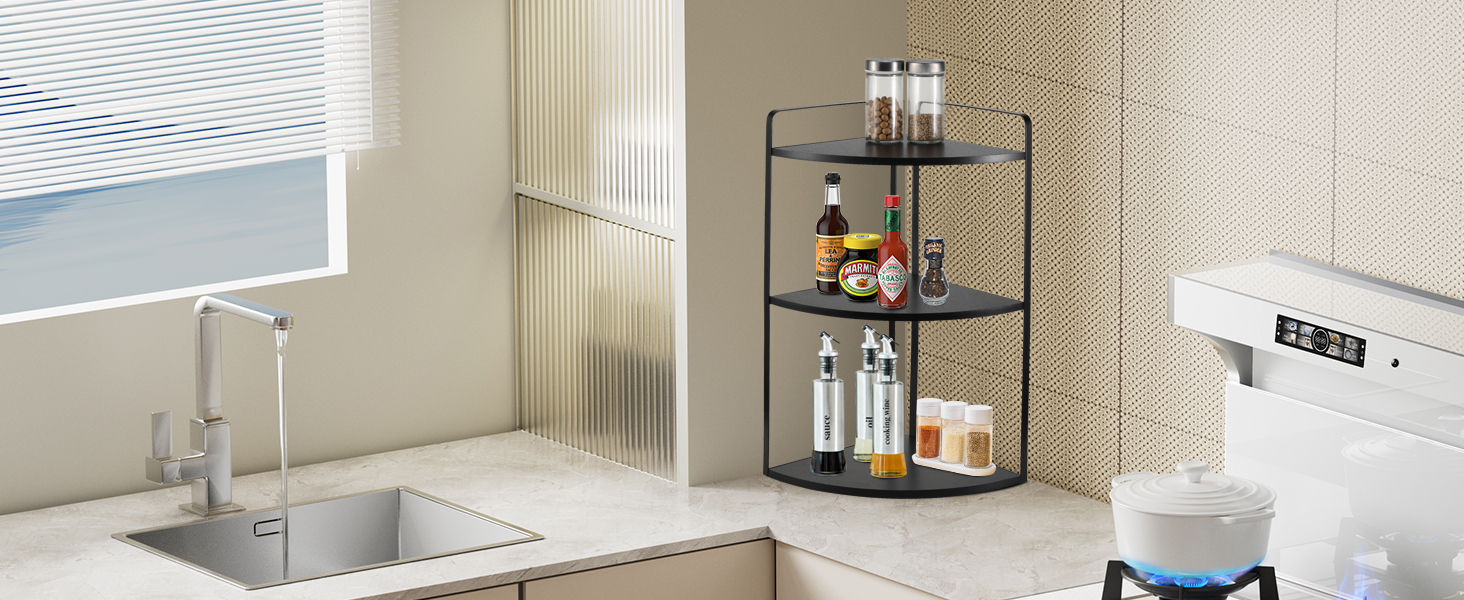 Kitchen countertop storage rack
