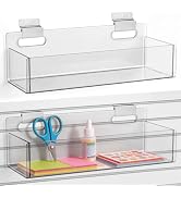 Clear Acrylic Slatwall Bins, 2 Pack 13"x4" Storage Boxes & Steel Brackets | Slat Wall High Clear ...