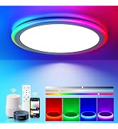 BLNAN Smart RGB LED Flush Mount Ceiling Light with Remote, 13 Inch 24W Dimmable Color Changing Lo...