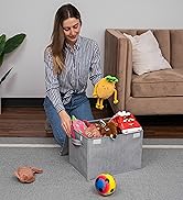 VENO 4 Pack Large Collapsible Storage Bin with Lid, Decorative Box, Cube, Organizer, Container fo...