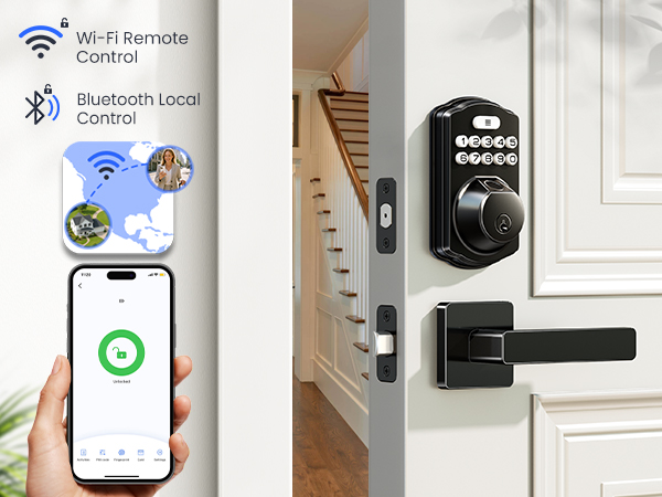 keyless entry door lock deadbolt with handle set