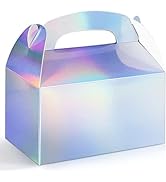 Harhana Party Treat Boxes, Iridescent Metallic Foil Gift Boxes- for Party Favors, Small Goodie Ca...