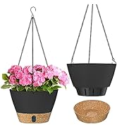 ZMTECH 2 Pack 10 Inch Hanging Planters with Visible Water Level Tray Self Watering Plant Pot with...