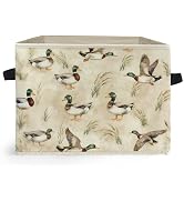 Ghoaoivo Mallard Duck Nursery Storage Box Bins, Vintage Rustic Flying Mallard Ducks Collapsible S...
