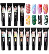 EBANKU 12 Colors 5D Carving Nail Gel Polish Soft Candy Nail Sculpture Painting Gel Soak Off Cute ...